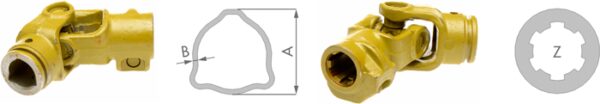 NUDO DE TRANSMISION TOMA DE FUERZA cardan tubo exterior triangular 435 mm